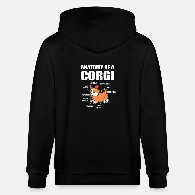 Corgi Anatomie - Stanley/Stella Unisex Bio-Kapuzenjacke CULTIVATOR  - Schwarz