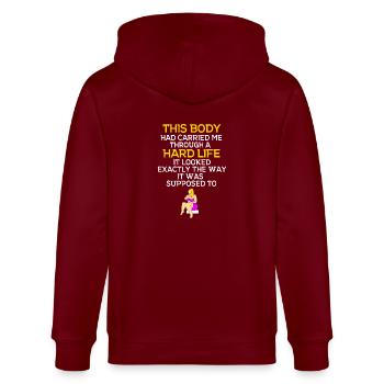 Positivité corporelle - Veste à capuche bio CULTIVATOR Stanley/Stella Unisexe - bordeaux - Dos - Anna (173cm)