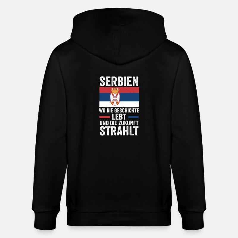 Serben Serbisch Serbien - Stanley/Stella Unisex Bio-Kapuzenjacke CULTIVATOR  - Schwarz