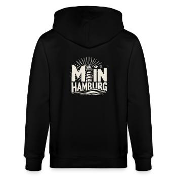Moin hamburg Hambur Shirt - Stanley/Stella Unisex Bio-Kapuzenjacke CULTIVATOR  - Schwarz - Hinten - Anna (173cm)