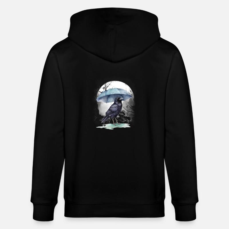 mystical crow crows raven raven - Stanley/Stella CULTIVATOR  Unisex Organic Hooded Jacket - black