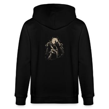 3 Waschbären Mond Heulende Lustige Tierkunst - Stanley/Stella Unisex Bio-Kapuzenjacke CULTIVATOR  - Schwarz - Hinten - Anna (173cm)