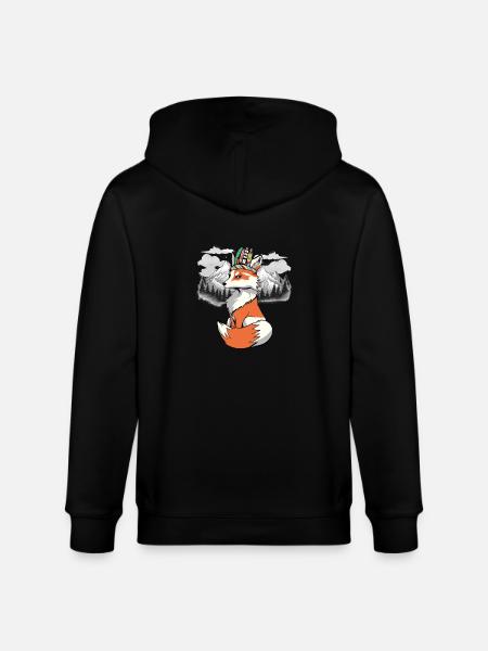 Shamans Fox Foxes Shaman - Stanley/Stella CULTIVATOR  Unisex Organic Hooded Jacket - black