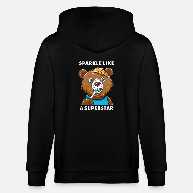 L’OURS BRILLE COMME UNE SUPERSTAR - Veste à capuche bio CULTIVATOR Stanley/Stella Unisexe - noir