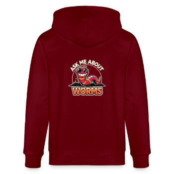 Frag mich nach meinem Worms Funny Komposter Gardening - Stanley/Stella Unisex Bio-Kapuzenjacke CULTIVATOR  - Burgunderrot - Hinten - Anna (173cm)