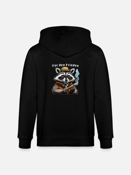 RACCOON JOINT FOR PEACE - Stanley/Stella CULTIVATOR Unisex Organic Hooded Jacket - black