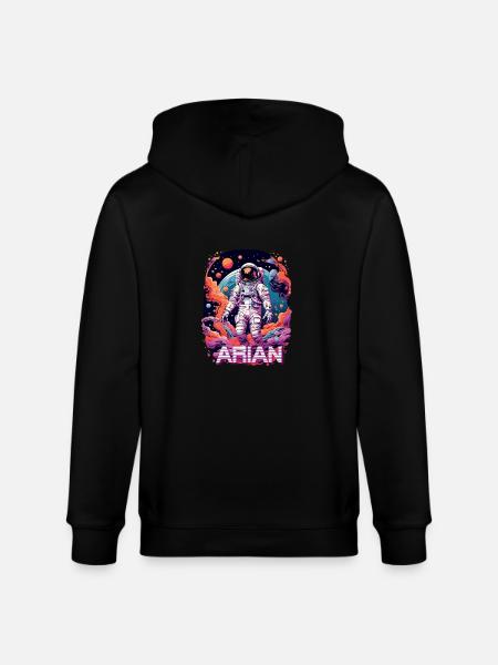 ARIAN - Vackert pojknamn med cool astronaut - Ekologisk luvjacka CULTIVATOR unisex från Stanley/Stella - svart