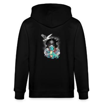 Dragon Dragon Sailor Compass Maritime Seagull Child - Stanley/Stella CULTIVATOR  Unisex Organic Hooded Jacket - black - Back - Anna (173cm)
