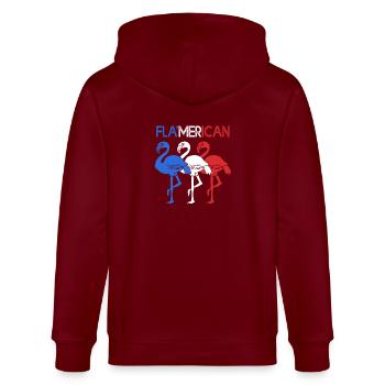 Vierter Juli Nationalfarben Nationalfeiertag USA - Stanley/Stella Unisex Bio-Kapuzenjacke CULTIVATOR  - Burgunderrot - Hinten - Anna (173cm)