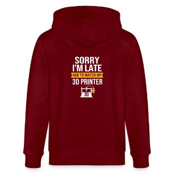 3D Druck - Stanley/Stella Unisex Bio-Kapuzenjacke CULTIVATOR  - Burgunderrot - Hinten - Anna (173cm)