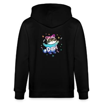 DAVI - Schöner Jungen Name mit süßem Waschbär - Stanley/Stella Unisex Bio-Kapuzenjacke CULTIVATOR  - Schwarz - Hinten - Anna (173cm)