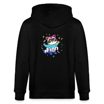 FINN - Schöner Jungen Name mit süßem Waschbär - Stanley/Stella Unisex Bio-Kapuzenjacke CULTIVATOR  - Schwarz - Hinten - Anna (173cm)