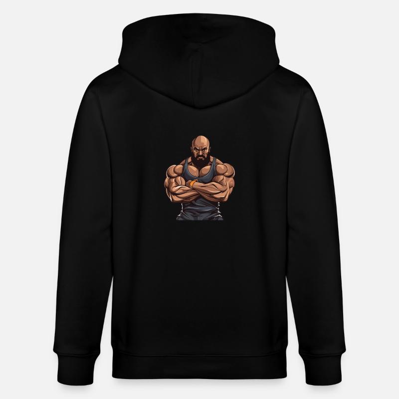 Workout Bodybuilder Muscles - Stanley/Stella CULTIVATOR  Unisex Organic Hooded Jacket - black