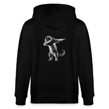 Funny Dabbing Tiger Wildlife Animal Lover - Stanley/Stella CULTIVATOR  Unisex Organic Hooded Jacket - black - Back - Anna (173cm)