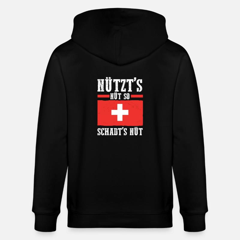 Schweizer Schweiz - Stanley/Stella Unisex Bio-Kapuzenjacke CULTIVATOR  - Schwarz