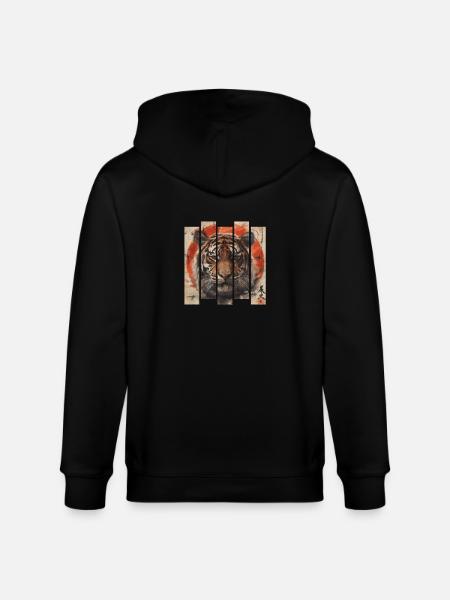 80s Retro Japanese Tiger - Stanley/Stella CULTIVATOR  Unisex Organic Hooded Jacket - black