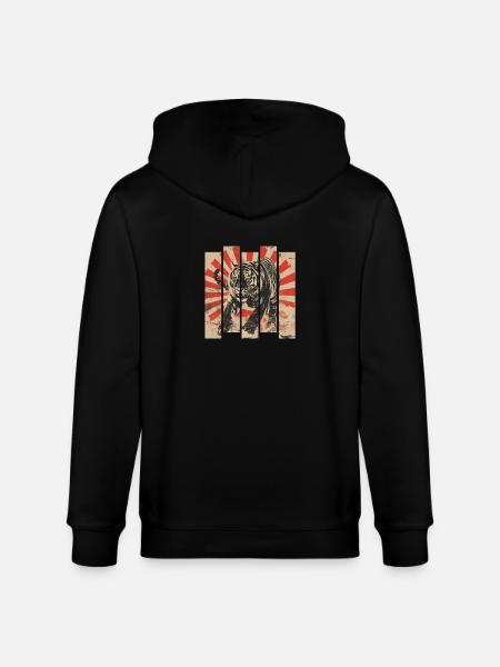 80s Retro Japanese Tiger - Stanley/Stella CULTIVATOR Unisex Organic Hooded Jacket - black