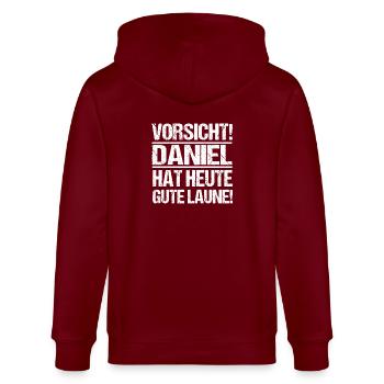 First name Daniel - Stanley/Stella CULTIVATOR  Unisex Organic Hooded Jacket - burgundy - Back - Anna (173cm)