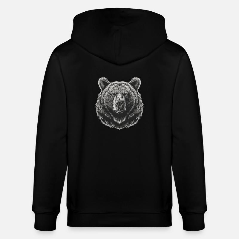 Ours Bären Bär - Veste à capuche bio CULTIVATOR Stanley/Stella Unisexe - noir