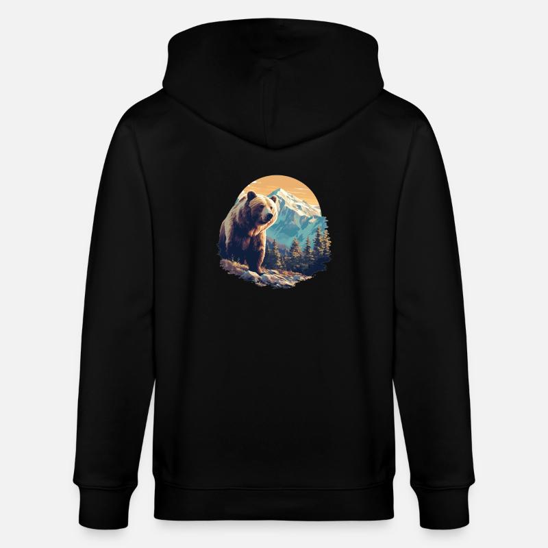 Ours Bären Bär - Veste à capuche bio CULTIVATOR Stanley/Stella Unisexe - noir