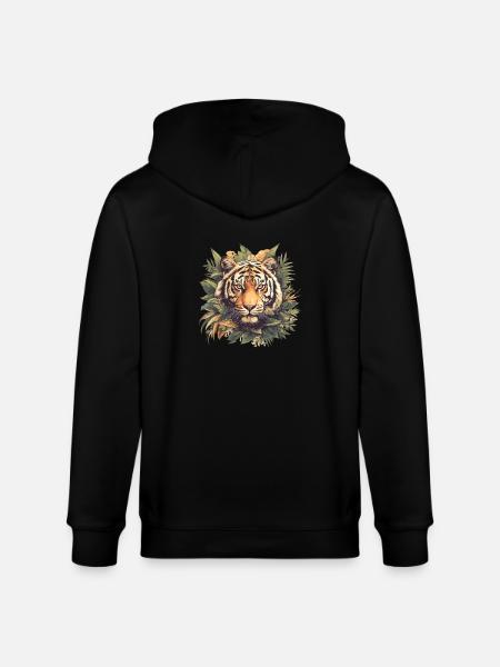 Bengal Tiger King Tiger - Stanley/Stella CULTIVATOR Unisex Organic Hooded Jacket - black