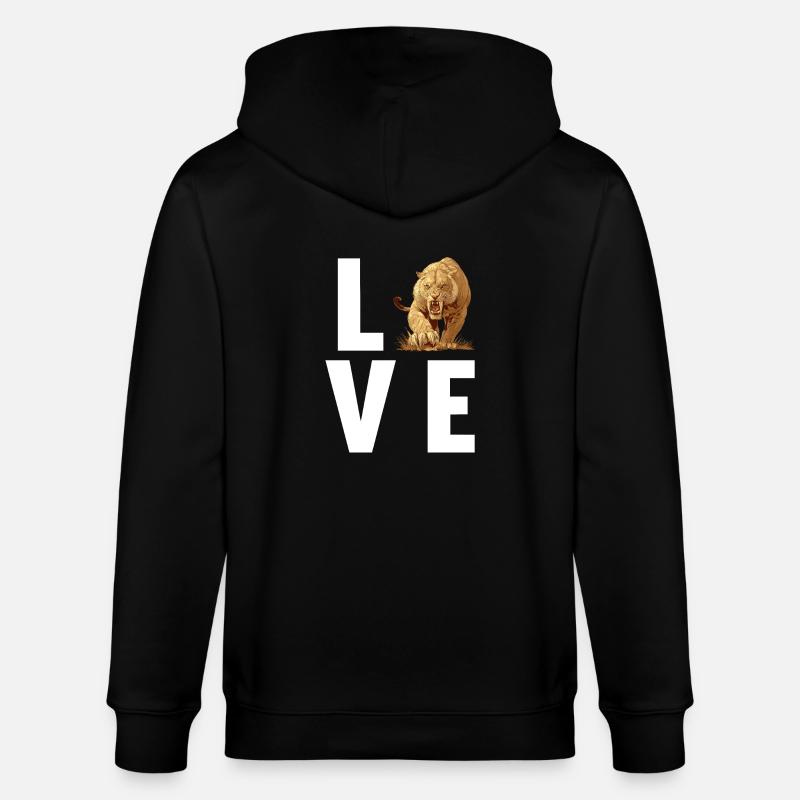 Saber-Toothed Tiger Sabertooth Tiger - Stanley/Stella CULTIVATOR  Unisex Organic Hooded Jacket - black