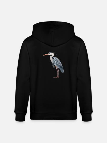 Heron Reiher - Stanley/Stella CULTIVATOR  Unisex Organic Hooded Jacket - black