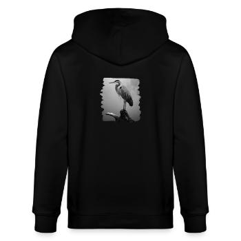 Heron Reiher - Stanley/Stella Unisex Bio-Kapuzenjacke CULTIVATOR  - Schwarz - Hinten - Anna (173cm)