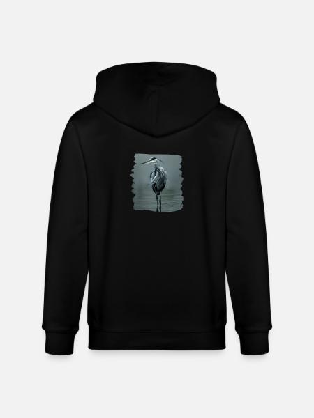 Heron Reiher - Stanley/Stella CULTIVATOR  Unisex Organic Hooded Jacket - black