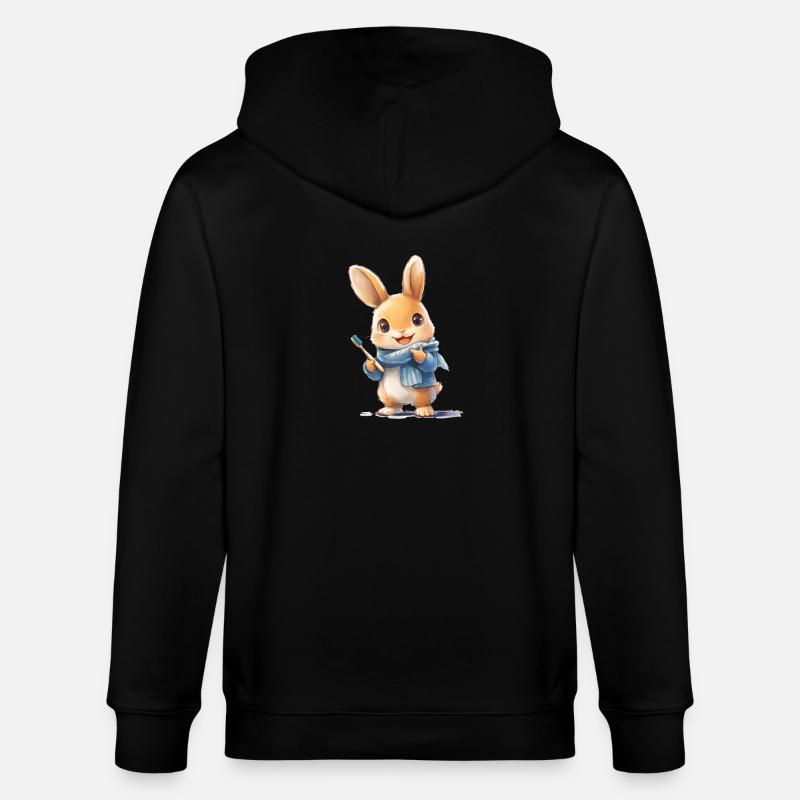 Lapin avec brosse à dents - Veste à capuche bio CULTIVATOR Stanley/Stella Unisexe - noir