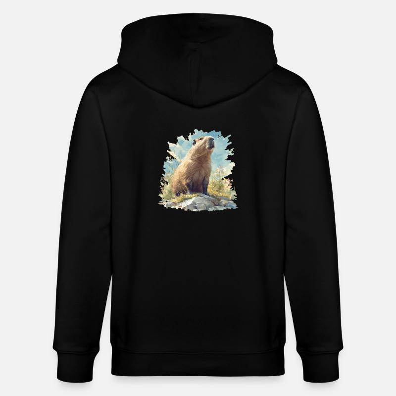 Capybaras Capybara - Stanley/Stella Unisex Bio-Kapuzenjacke CULTIVATOR  - Schwarz
