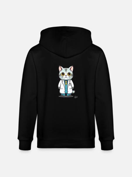 The cute, funny and clueless cat doctor - Stanley/Stella CULTIVATOR  Unisex Organic Hooded Jacket - black