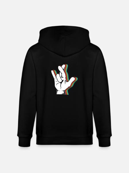 Sign language sign ASL deaf - Stanley/Stella CULTIVATOR  Unisex Organic Hooded Jacket - black