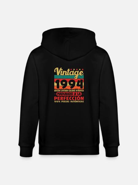 Vinatge 1994 Birthday Gift - Stanley/Stella CULTIVATOR  Unisex Organic Hooded Jacket - black