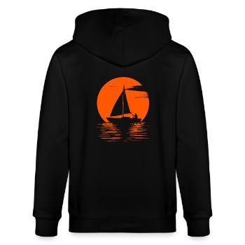 Segelboot Motiv - Stanley/Stella Unisex Bio-Kapuzenjacke CULTIVATOR  - Schwarz - Hinten - Anna (173cm)