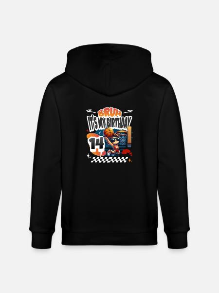 Basketball 14th Birthday - Stanley/Stella CULTIVATOR Unisex Organic Hooded Jacket - black