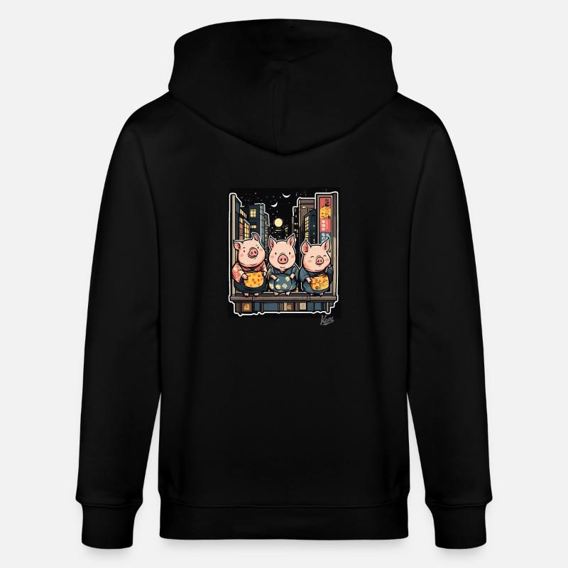Drôles de cochons à Tokyo - Veste à capuche bio CULTIVATOR Stanley/Stella Unisexe - noir
