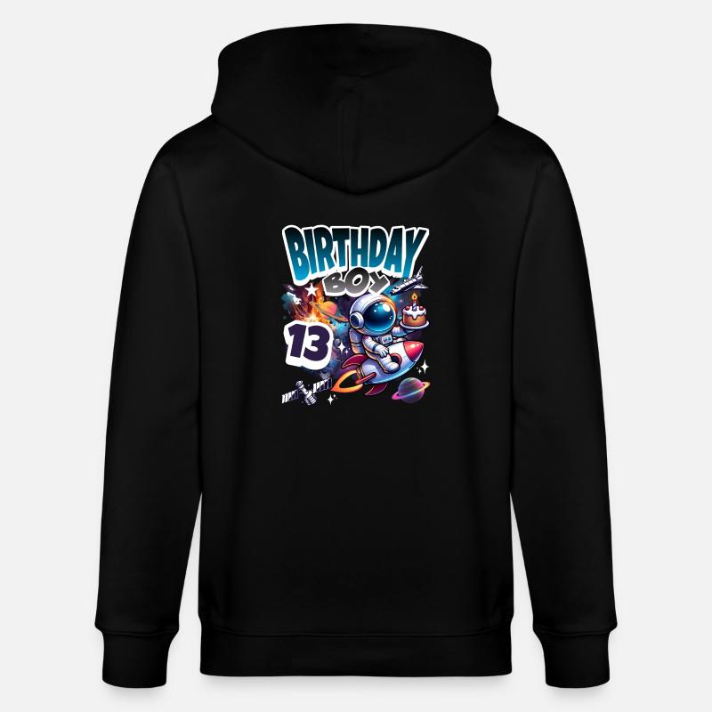 Astronaut 13th Birthday Space - Stanley/Stella CULTIVATOR  Unisex Organic Hooded Jacket - black