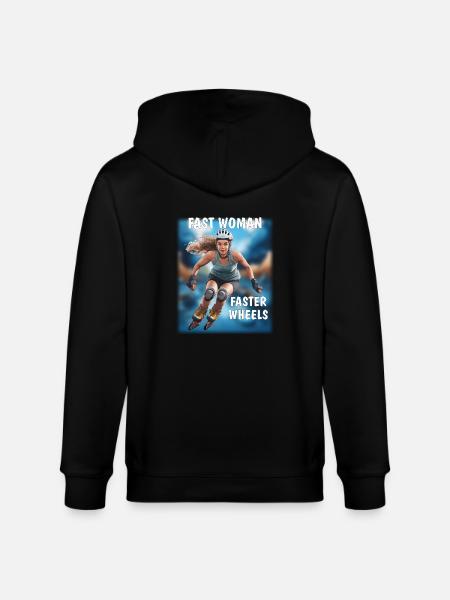 FAST WOMAN, FASTER WHEELS - Stanley/Stella CULTIVATOR  Unisex Organic Hooded Jacket - black