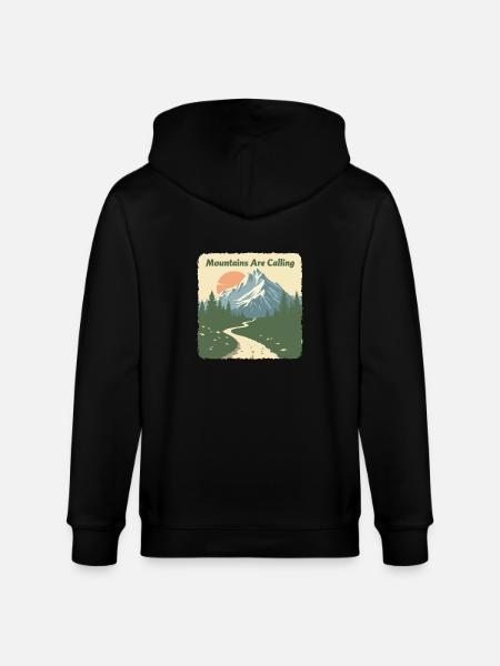 MOUNTAINS ARE CALLING - Stanley/Stella CULTIVATOR Unisex Organic Hooded Jacket - black