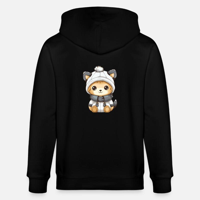 Fuchs Winter Comic Niedlich - Stanley/Stella Unisex Bio-Kapuzenjacke CULTIVATOR  - Schwarz