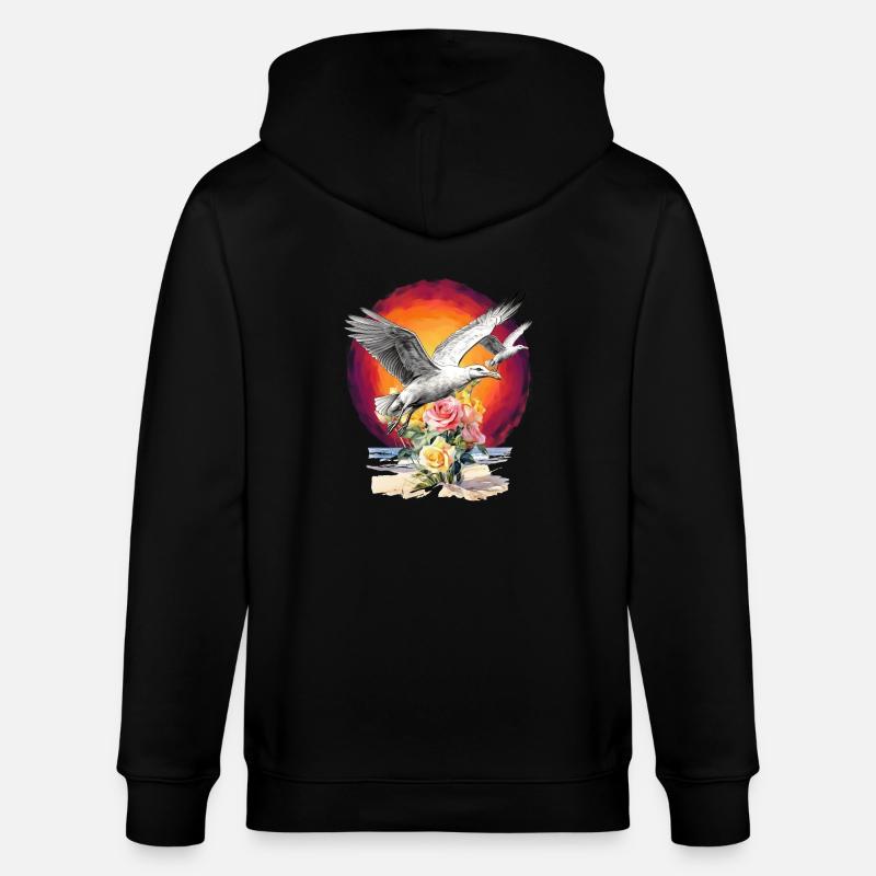 Seagulls Seagull Seagulls Maritime Sunset - Stanley/Stella CULTIVATOR  Unisex Organic Hooded Jacket - black