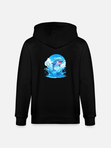 Dolphin Dolphins Dolphin - Stanley/Stella CULTIVATOR Unisex Organic Hooded Jacket - black