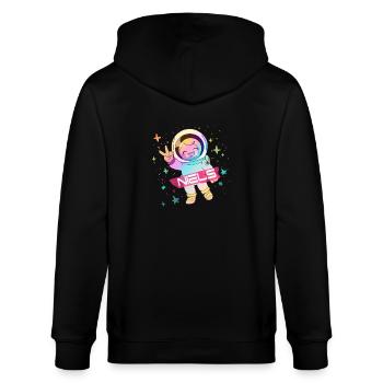 NIELS - Schöner Jungen Name mit süßem Astronaut - Stanley/Stella Unisex Bio-Kapuzenjacke CULTIVATOR  - Schwarz - Hinten - Anna (173cm)