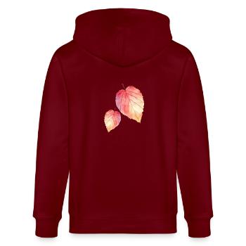Herbst-Aquarell-Blätter Feuilles d’aquarelle d’automne - Veste à capuche bio CULTIVATOR Stanley/Stella Unisexe - bordeaux - Dos - Anna (173cm)