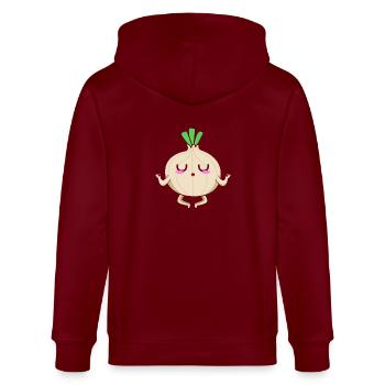 Zwiebel - Stanley/Stella Unisex Bio-Kapuzenjacke CULTIVATOR  - Burgunderrot - Hinten - Anna (173cm)