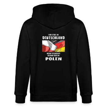 POLEN DEUTSCHLAND ICH LEBE IN - Stanley/Stella Unisex Bio-Kapuzenjacke CULTIVATOR  - Schwarz - Hinten - Anna (173cm)
