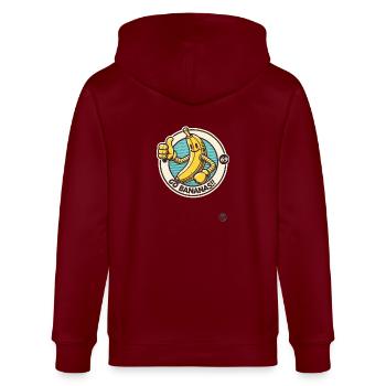 Pouces vers le haut Rétro Dessin animé Banane - Veste à capuche bio CULTIVATOR Stanley/Stella Unisexe - bordeaux - Dos - Anna (173cm)