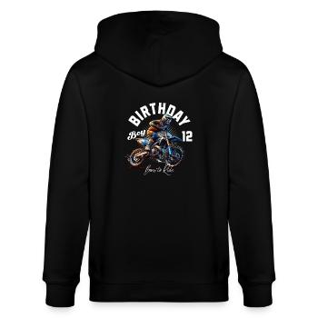 Motocross 12. Geburtstag - Stanley/Stella Unisex Bio-Kapuzenjacke CULTIVATOR  - Schwarz - Hinten - Anna (173cm)