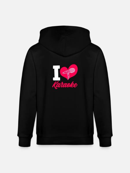 I Love Karaoke Microphone Heart - Stanley/Stella CULTIVATOR Unisex Organic Hooded Jacket - black